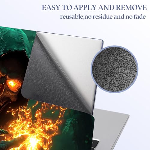 Universal Laptop Skin Sticker Decal,15.6 Inch Laptop Vinyl Cover for 13" 14" 15.6" Laptop,Scratch-Resistant Waterproof Protector Wrap,Reusable with Wrist Pads,Fireball Skull Warlock - color: Fireball Skull Warlock
