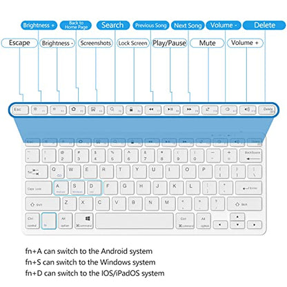 TaIYanG Bluetooth Keyboard for iPad Wireless Keyboard Compatible with iPad 10th/10.2(9th/8th/7th Generation), Air 5th/4th, Pro 11/12.9, 9.7, Mini and All Bluetooth Devices (White) - color: White