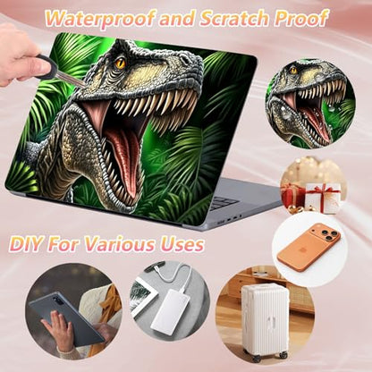 Laptop Skin Sticker Decal 12" 13" 13.3" 14" 15" 15.6",Waterproof Scratch Resistant Vinyl,Reusable Easy to Apply,for MacBook HP Dell Notebooks Netbooks Laptop,2 Wrist Pads,Dinosaur Green Forest - color: Dinosaur Green Forest