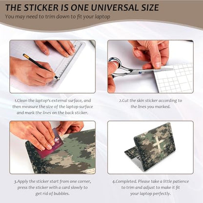 Laptop Skin 12.1-15.6 inch Removable Universal Reusable Laptop Sticker Decal,Waterproof No Residue Vinyl Cover,Scratch-Resistant Cuttable Full Wrap Sticker for Notebook, Christian Camouflage Cross - color: Christian Camouflage Cross