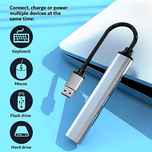 USB Hub, 3in1 Multi-Port - 1 USB 3.0 Port (Top) & 3 USB 2.0 Ports (Side) +2 USB C (Female) to USB 3.0 (Male) Adapters