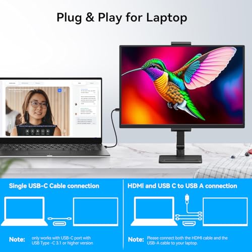 14 Inch Touchscreen Portable Monitor with Stand, 1920x1200 IPS HDR Ultra Slim USB-C HDMI External Display for Laptop Phone Switch