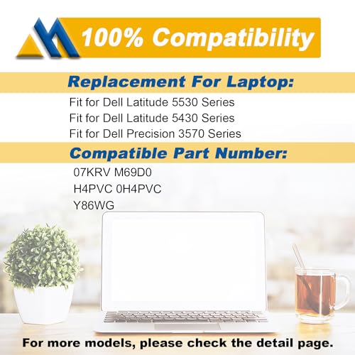 58Wh 4-Cell Laptop Battery 07KRV 15.2V 3625mAh Replacement for Dell Latitude 5530 3570 5430 Precision P104F P137GCompatible with M69D0 H4PVC Y86WG 078FWY 4FVJG O7KRV - size: 9.06*3.15*0.30 inch 07KRV