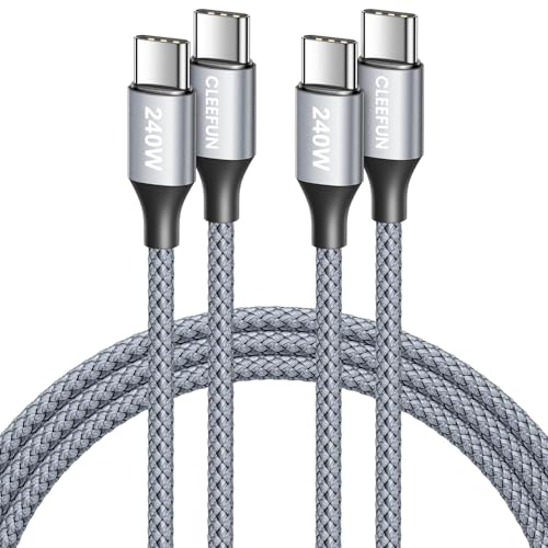 CLEEFUN USB C to USB C Cable 240W, (3.3ft, 2-Pack) Type C Charger Cord, 240 Watt Super Fast Charging for iPhone 17 16 15 Pro Max Plus Air, for MacBook/iPad with USBC, Samsung Galaxy S25 - size: 3.3ft