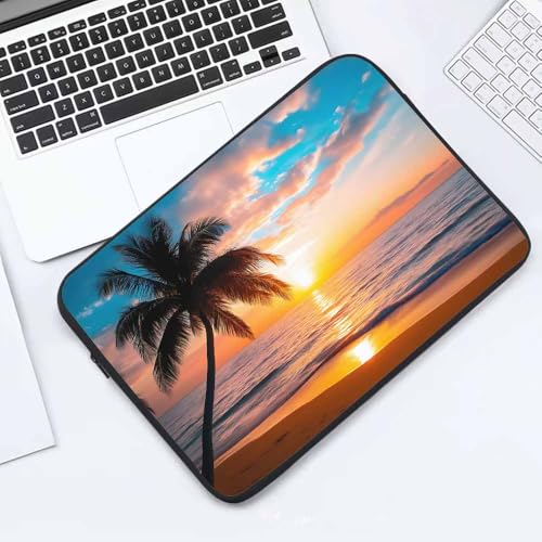 Laptop Sleeve Bag 15.4 15.6 Inch,Palm Trees Tropical Sea Beach Sunset Protective Polyester Computer Cases Laptop Cover Briefcase Bag Tablet Travel Cover - color: LPS-007
