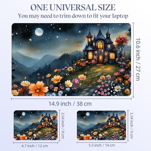 Universal Laptop Skin Sticker Decal,15.6 Inch Laptop Vinyl Cover for 13" 14" 15.6" Laptop,Scratch-Resistant Waterproof Protector Wrap,Reusable with Wrist Pads,Moonlit Castle Garden - color: Moonlit Castle Garden