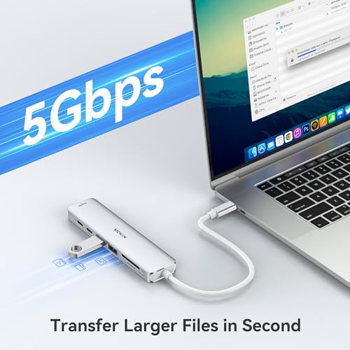 USB C Hub HDMI Adapter for MacBook Pro/Air, MOKiN 7 in 1 USB C Dongle with HDMI - color: Silver