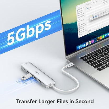 USB C Hub HDMI Adapter for MacBook Pro/Air, MOKiN 7 in 1 USB C Dongle with HDMI - color: Silver