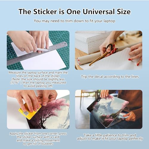 Universal Laptop Skin Sticker with 2 Wrist Pad Skins, Waterproof Scratch Resistant Vinyl Laptop Cover Decal, Cut to Fit for 11–15.6 Inch MacBook HP Dell Lenovo, Cherry Tree by Lake - color: Cherry Tree By Lake