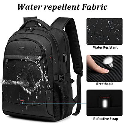 17 Inch Laptop Backpack for Travel with Backpack Rain Cover College Backpack for Men Laptop Bag with USB Charging Port,Black - color: Black With Rain Cover
