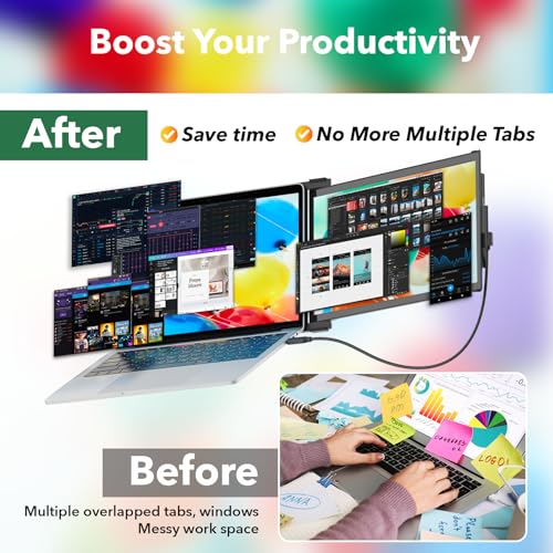 Duex Plus DS Laptop Screen Extender,13.3" FHD 1080P Laptop Monitor Extender | IPS USB Type-C/HDMI Plug and Play Portable Monitor for 13"-14.5" Laptops,Support Windows/Mac/Android/Switch Compatible - size: 13.3-inch