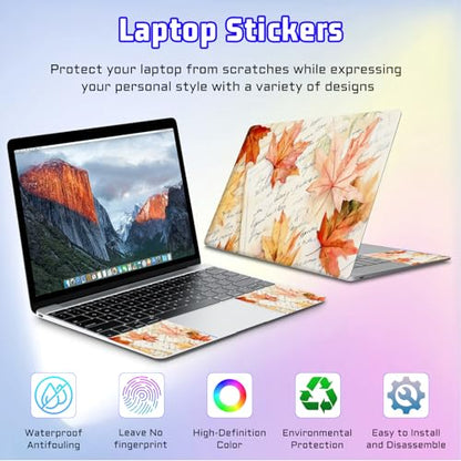 Universal Laptop Skin Sticker Decal, Compatible with MacBook HP Dell Lenovo 12"-15.6", Reusable Vinyl Notebook Cover 3PCS Set, High-Recognition Film-Autumn Maple Leaf - color: Autumn Maple Leaf