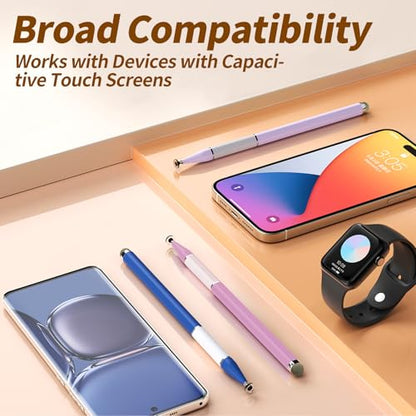 Bopomofo Stylus Pen for Touchscreen,3PCS 2-in-1 Magnetic Stylus Pen | High Sensitivity & Precision Stylus,Extended Pen Body Design,Compatible with Touch Screens(6 Tips+2 Magnetic Sheets) - color: Pink/Purple/Blue