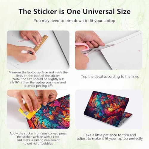 Laptop Skin Sticker Decal, Universal Reusable Vinyl Laptop Cover for 12" 13" 13.3" 14" 15" 15.4" 15.6" Notebook PC, Waterproof Scratch-Resistant with 2 Wrist Pads, Easy to Apply & Remove,Art Leaf - color: Art Leaf