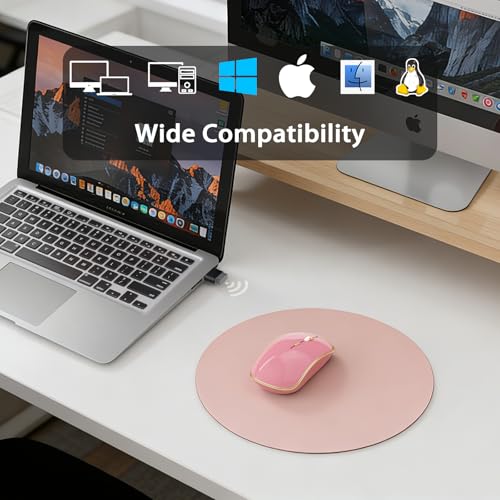 JOYACCESS Wireless Mouse for Laptop - Ultra Thin, Silent, 2400 DPI Portable Optical Mouse for Computer, MacBook, Windows, Chromebook, PC - Pink - color: Pink