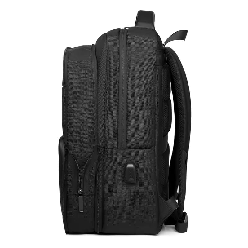 Black Business Laptop Backpack Waterproof Travel Backpack with USB Charging Port for 15.6 Inch Laptops for Men Women Professional Backpack