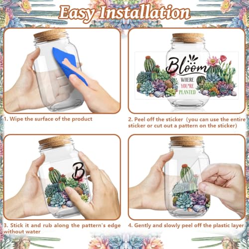 UV DTF Cup Wraps Transfer Stickers Cactus Pattern, 10 Sheets Waterproof Custom Vinyl Transfer Sticker 16oz Coffee Glass Cup Tumbler Bottle Mug Decals for Men Women | Waterproof UV DTF Stickers, Custom Vinyl Decals for 16oz Coffee Cups Tumblers Bottles Mug