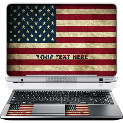 Meffort Inc Personalized Laptop Skin Sticker Cover Art Decal with Wrist Pad, Customize Your Text (12-12.5 Inch, USA Flag) - color: Usa Flag, size: 12 - 12.5 Inch