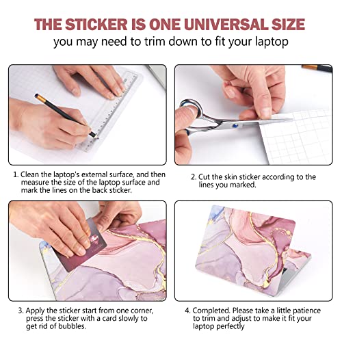 AIMSA Laptop Skin Sticker Decal, 12 13 13.3 14 15 15.4 15.6 inch Laptop Art Decal Protector Notebook Netbook PC 15.6" Universal Vinyl Cover, Pink Purple Marble - color: Pink Purple Marble