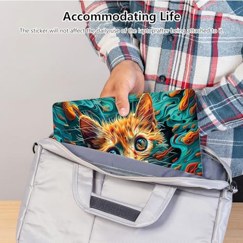 Universal Laptop Skin Sticker with 2 Wrist Pad Skins, Waterproof Scratch Resistant Vinyl Laptop Cover Decal, Cut to Fit for 11–15.6 Inch MacBook HP Dell Lenovo, Cat Waves - color: Cat Waves