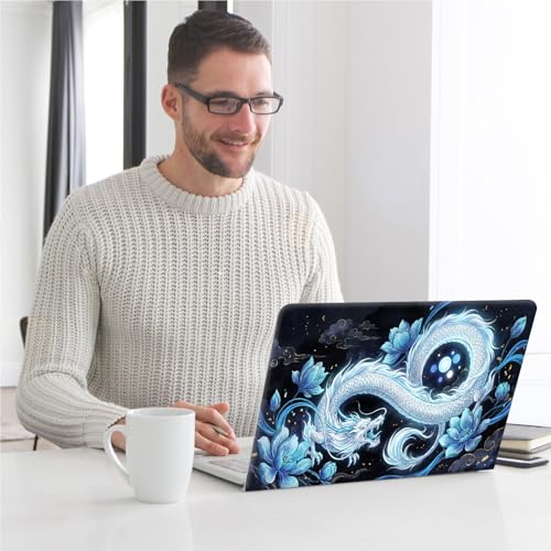 Universal Laptop Skin, DIY Cut-to-Fit Vinyl Cover Compatible with HP, Dell, Lenovo, Mac (13.3" to 15.6"), Anti-Scratch, No Residue & Bubble-Free Protective Decal Sticker, Ice Dragon Lotus - color: Ice Dragon Lotus