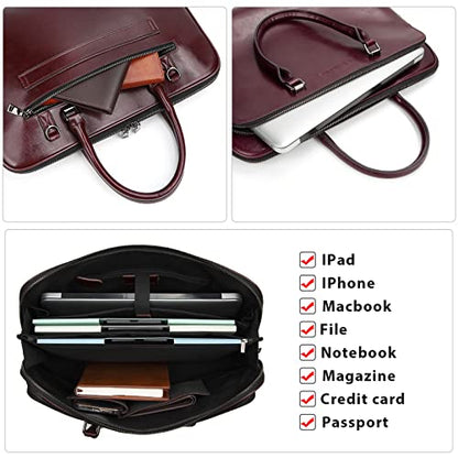 Blofinche Laptop Messenger shoulder bag: Genuine Leather work Briefcase 13.3 15.6 inch designer Satchel handbag - color: Coffee, size: 15.6 inch