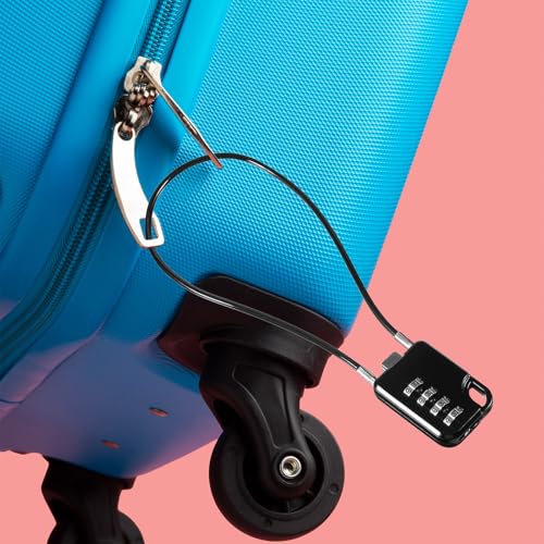 2 PCS Compact Design Resettable 4-Digit Combination Padlock with 12 Inches Long Cable, Small Cable Locks with Combination Durable Stainless Steel Cables Combo Lock Multipurpose Lock for Suitcase, Gym