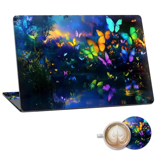Laptop Skin Sticker Decal 15.6 Inch,12 13 13.3 14 15 15.6 in Laptop Netbook Skins for Notebook,Art Decal Removable Waterproof Scratch Resistant,Universal Vinyl Cover,Colorful Butterfly - color: Colorful Butterfly