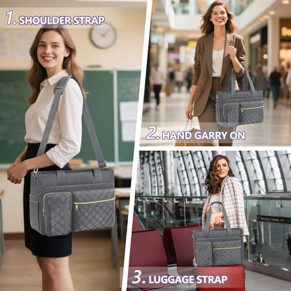 SDYSM Teacher Tote Bag 15.6 inch Laptop Bag Work Bags for Women Nurse Tote Professional Computer Messenger Shoulder Bags Laptop Briefcase for Office, College, Nursing, Grey - color: Grey