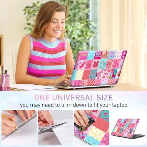 12.1-15.6 Inch Laptop Skin Decal, Universal Reusable Vinyl Laptop Cover Sticker, Waterproof Art Decal Protector - Pink Fashion Girl - color: Pink Fashion Girl