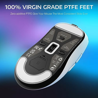 ATTACK SHARK X3 49g Ultra-Lightweight Wireless Gaming Mouse, White | Bluetooth 5.2/2.4G Wireless/Wired, PAW3395 Gaming Sensor, 26K DPI, 200h Battery Life, Programmable Buttons for PC/Mac/Win - color: White