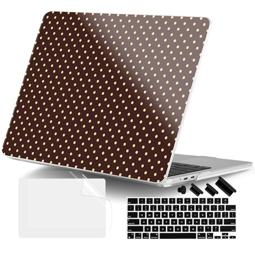 for MacBook Air 13 Inch (13.6 Inch) Case, M5/M4/M3/M2 Chip 2026 2025 2024 2023 2022, Hard Plastic Printed Cover with Screen Protector & Keyboard Cover & Dust Plugs, Brown Polka Dots - color: Brown Polka Dots