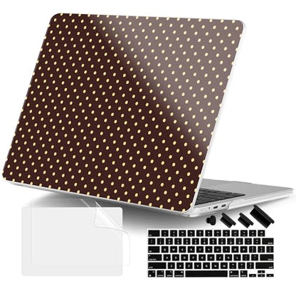 for MacBook Air 13 Inch (13.6 Inch) Case, M5/M4/M3/M2 Chip 2026 2025 2024 2023 2022, Hard Plastic Printed Cover with Screen Protector & Keyboard Cover & Dust Plugs, Brown Polka Dots - color: Brown Polka Dots