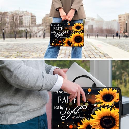 Laptop Bag,14 15 15.6 inch Laptop Case Sleeve,Computer Sleeve with Handle for Women Men,Carrying Case for MacBook,Dell,Lenovo,Notebook Computer,Sunflower Glitter Bible - color: Sunflower Glitter Bible