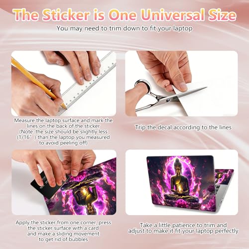 Laptop Skin Sticker Decal 12" 13" 13.3" 14" 15" 15.6",Waterproof Scratch Resistant Vinyl,Reusable Easy to Apply,for MacBook HP Dell Notebooks Netbooks Laptop,2 Wrist Pads,Buddha Statue Purple - color: Buddha Statue Purple