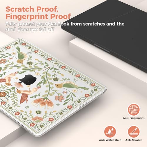 iCasso for M4 MacBook Air 13 inch Case 2026 2025-2022 M3 M2 Model A 3240 A3113 A2681, Sturdy Protective Hard Shell Case for Mac Air 13.6", Keyboard Cover + Screen Protector,Birdie Clear - color: C-Birdie Clear
