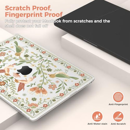 iCasso for M4 MacBook Air 13 inch Case 2026 2025-2022 M3 M2 Model A 3240 A3113 A2681, Sturdy Protective Hard Shell Case for Mac Air 13.6", Keyboard Cover + Screen Protector,Birdie Clear - color: C-Birdie Clear