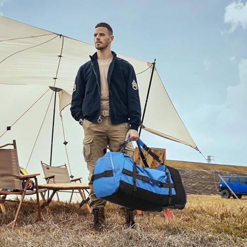 Rolling Duffle Bag with Wheels,86L 30”Carry on Luggage with Wheels,Folding Travel Bag,Duffle Backpack with Separate Shoe Compartment (Blue) - color: Blue