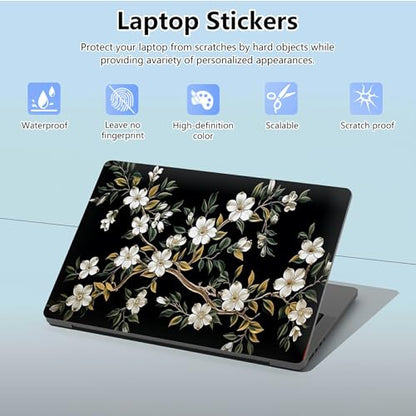Universal Laptop Skin Sticker with 2 Wrist Pad Skins, Waterproof Scratch Resistant Vinyl Laptop Cover Decal, Cut to Fit for 11–15.6 Inch MacBook HP Dell Lenovo, Jasmine - color: Jasmine