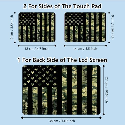 Universal Laptop Skin Sticker with 2 Wrist Pad Skins, Waterproof Scratch Resistant Vinyl Laptop Cover Decal, Cut to Fit for 11–15.6 Inch MacBook HP Dell Lenovo, Camo Flag - color: Camo Flag