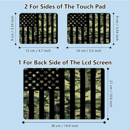 Universal Laptop Skin Sticker with 2 Wrist Pad Skins, Waterproof Scratch Resistant Vinyl Laptop Cover Decal, Cut to Fit for 11–15.6 Inch MacBook HP Dell Lenovo, Camo Flag - color: Camo Flag