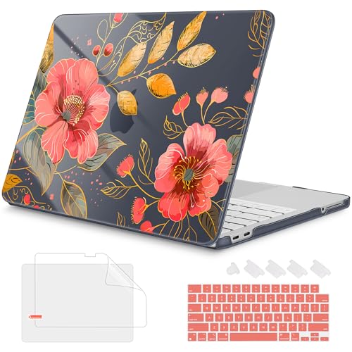 Mektron Case for 2026 MacBook Neo 13-inch A18 Pro chip A3404 Laptop Cover with 13-inch (Diagonal) Liquid Retina Display+ Keyboard Cover+ Screen Protector, Floral C339 - color: Floral C339