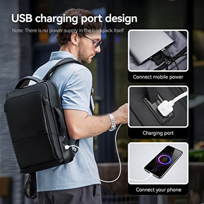 Muzee Laptop Backpack for Men,15.6 Inch Slim Business Backpack with USB Charging Port,Water-Resistant High-Tech Daypack Casual Backpack Fits for Office Travel Daily Commut
