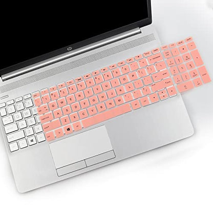2PCS Keyboard Cover for HP Laptop 15-db/da 15-dw 15-dy 15-bs/bw 15-ef 15t 15z 15.6 15-dy2076nr dy1043dx dy2056ms dy2093dx dy1731ms dy2021nr 15-dw3033dx dw3125od dw0083wm dw3125st dw1001 15-db0011dx - color: Pink+Clear