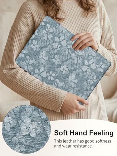 Voidborne Compatible with MacBook Neo 13 inch Case 2026 Release Model A3404&A18 Pro Chip,Blooming Floral Leather Plastic Hard Shell Protective Case for Neo 13 inch + Keyboard Cover,Blue Fabric Leaves - color: Blue Fabric Leaves