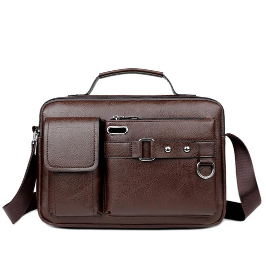 PORT&LOTUS Messager Bags for Men Small Men's Shoulder Bag for Men PU Leather Crossbody Purses for Men - color: B Brown