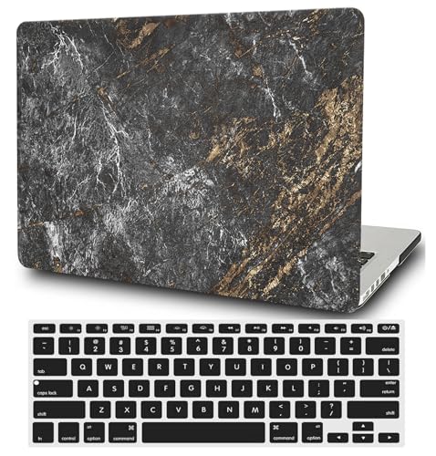 Hard Case Compatible with Old Version MacBook Pro 13 inch Case 2012 2011 2010 2009 2008 Release A1278 with CD-ROM, Laptop Plastic Hard Case Shell & Keyboard Cover, Black Grey Marble - color: Black Grey Marble, size: A1278(Pro 13" w/CD-ROM 2008-2012)