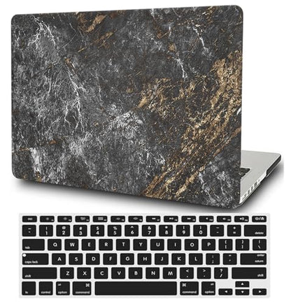 Hard Case Compatible with Old Version MacBook Pro 13 inch Case 2012 2011 2010 2009 2008 Release A1278 with CD-ROM, Laptop Plastic Hard Case Shell & Keyboard Cover, Black Grey Marble - color: Black Grey Marble, size: A1278(Pro 13" w/CD-ROM 2008-2012)
