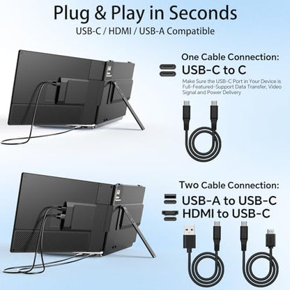 14" Laptop Screen Extender, 1080P FHD Dual Portable Monitor for Laptop with Speaker, USB-C/HDMI Plug & Play, Extended Screen for Mac/Windows/Chrome, Fit 13-17.3" Laptops - size: 14" Dual Monitor