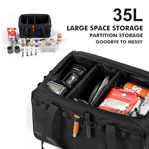 35L Camping Bag,Tactical Duffle Bag with Waterproof Bottom,Shoe Bag for Travel/Outdoor with 3 Adjustable Dividers,Picnic Camping Organizer,Multi-functional Duffel Bag for Camping/Sports/GYM - style: Standard Style